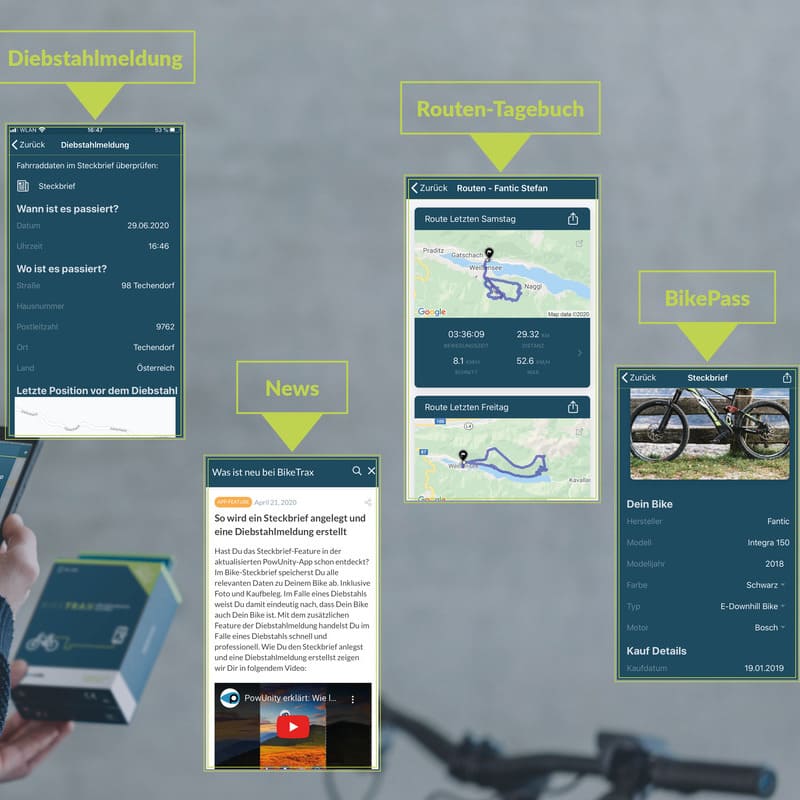 BikeTrax for Bosch E-Bike GPS Tracking , 9-100V