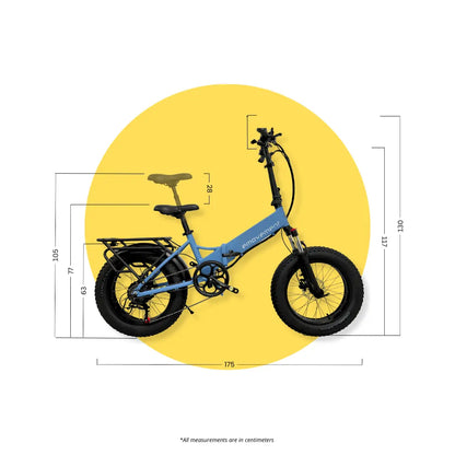 E-Movement Pixie (Sky - Light Blue) Folding 250W | 500W Electric Bike