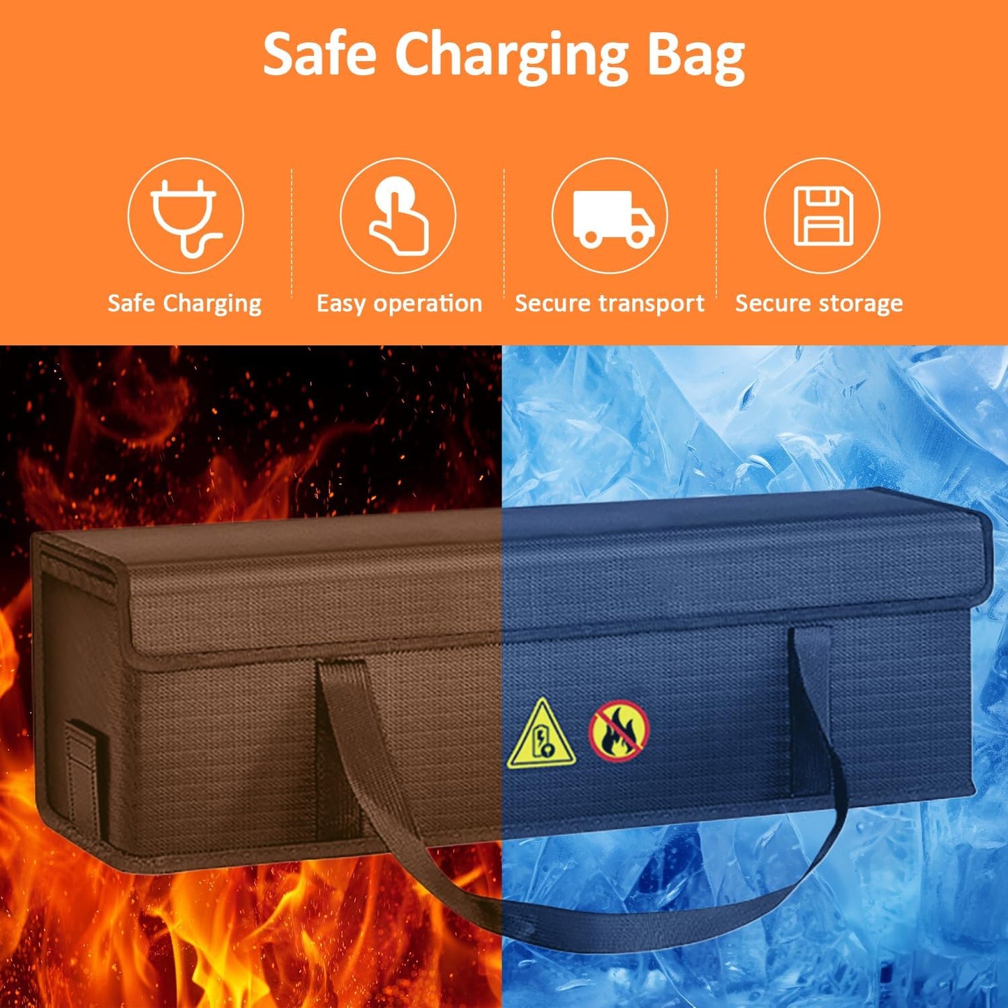 Safe Bag for Electric Bike Battery - For Charging, Fire Proof, Explosion Proof, Storing & Transporting