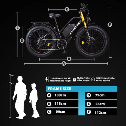 KETELES XF4000 2000W Dual Motor Electric Bike 48V 23AH