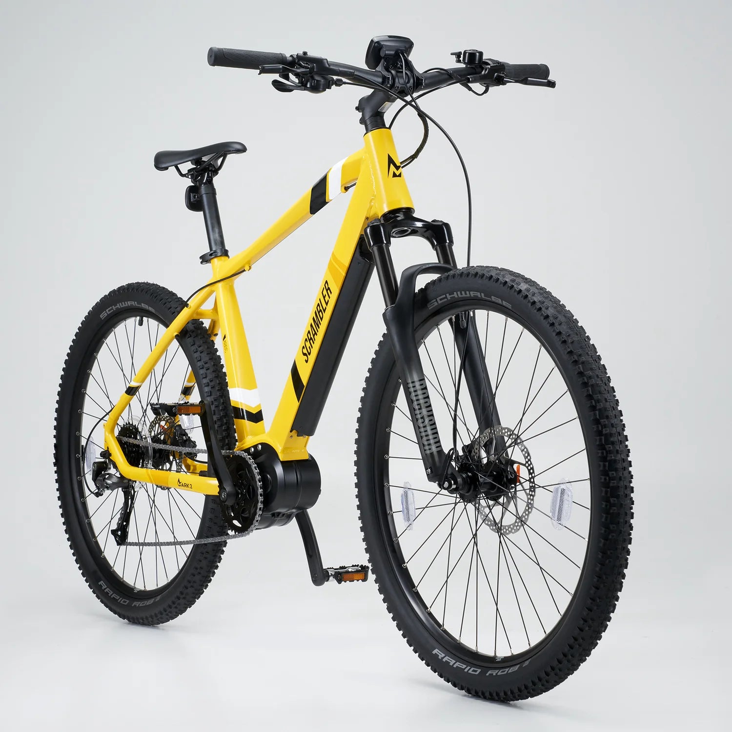 Mark2 Scrambler CL Yellow eMTB 90Nm torque Rockshox air suspension Com Eco Electric Bikes