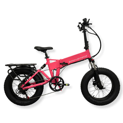 E-Movement Panther v4.2 (Babe Pink) Fat Tyre Folding Electric Bike 250W | 500W