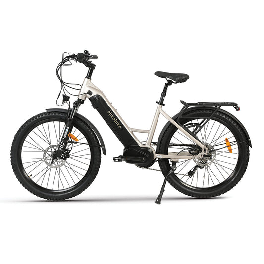 Hikobike Vibe 48v 670Wh Mid Drive Step Through All Terrain Commuting Electric Bike Champayne Silver